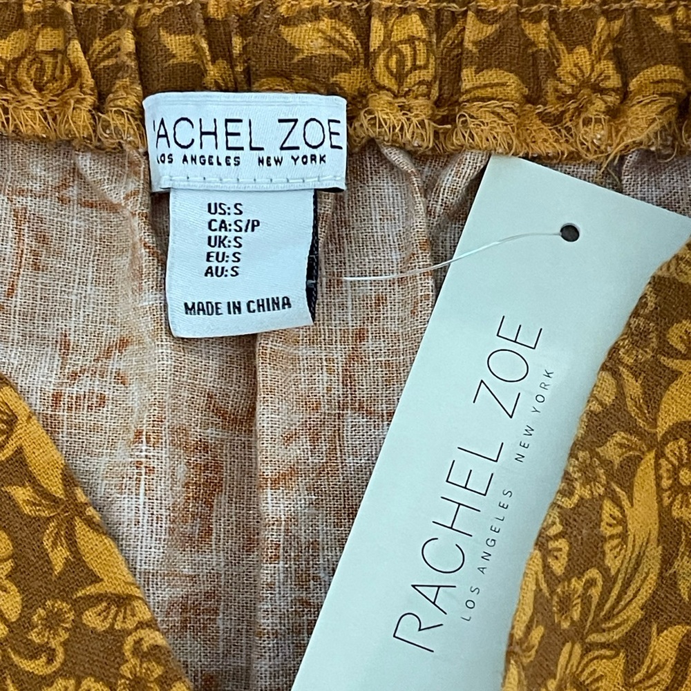 Rachel Zoe | Mustard Orange Floral Medallion Linen Blend Maxi Skirt | Small - Picture 3 of 16